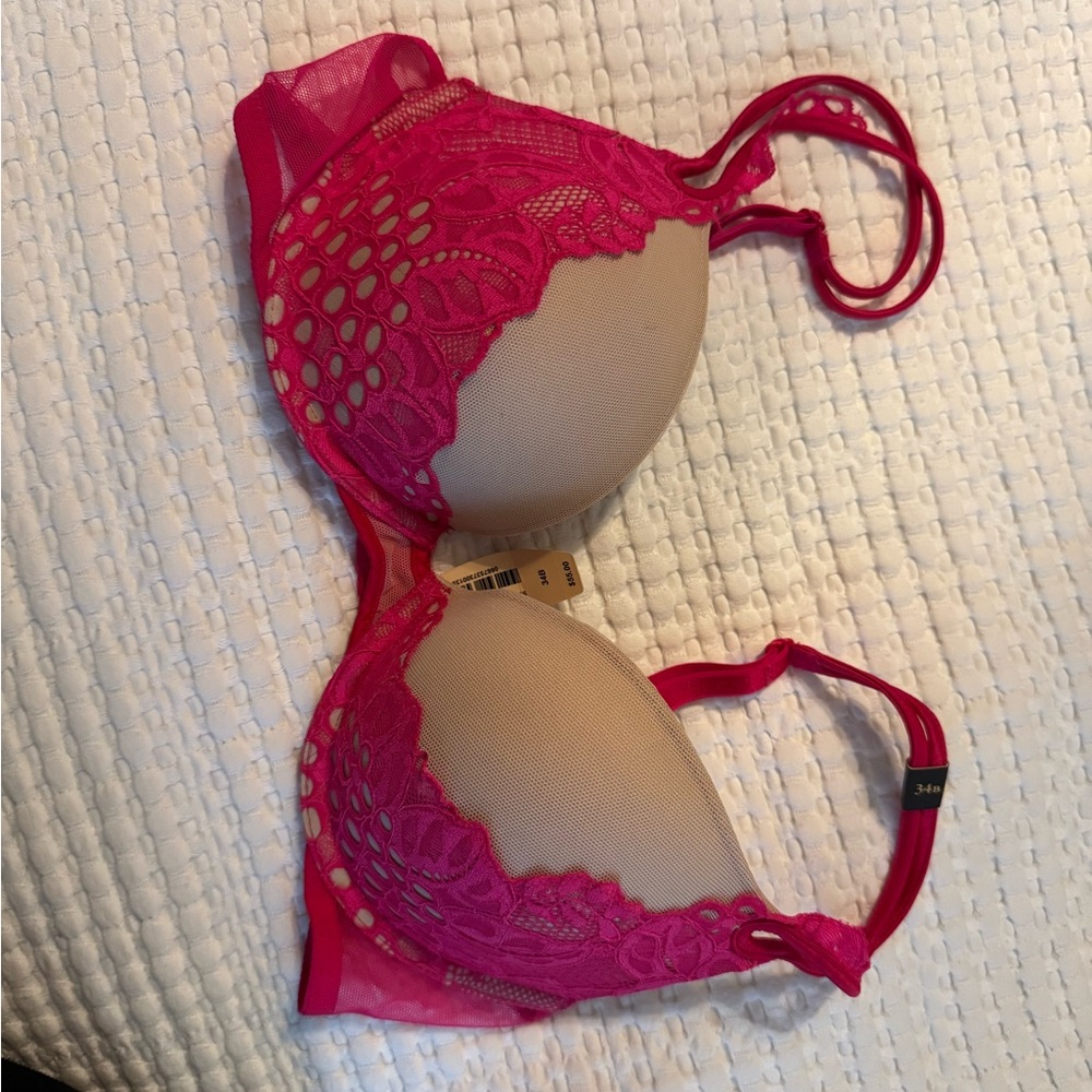 Victoria's Secret Pink and Cream Lace Bra with Underwire